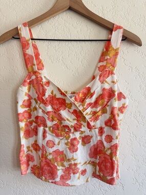 Sienna Sky | floral tank top ruched back | M